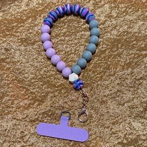 Purple and Blue Wrist Phone Holder Beaded Bracelet